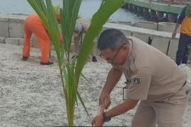 Warga Pulau Untung Jawa tanami pohon kelapa sambut hari lingkungan