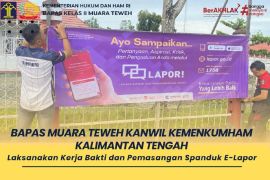 Bapas Muara Teweh Kemenkumham Kalteng pemasangan spanduk E-Lapor