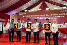 KPU Kota Palu tetapkan nomor urut Paslon peserta Pilkada