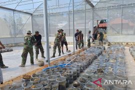 Kodim Lamongan manfaatkan limbah galon untuk tanam padi "green house"