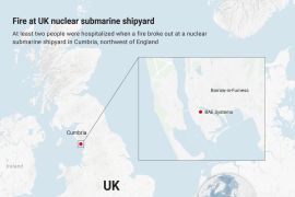 Kebakaran di galangan kapal selam nuklir Cumbria Inggris, 2 dirawat di RS