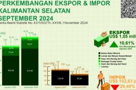 Ekspor di Kalsel capai 1,05 miliar dolar AS pada September 2024