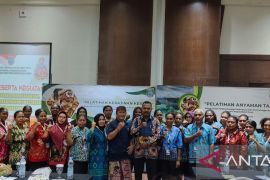 96 Mama Papua asal PBD ikut pelatihan kerajinan kerang dan menganyam di Bali