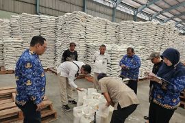 DKP Kota Tangerang lalukan pemeriksaan kualitas beras bantuan di Bulog