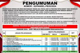 Pengumuman Seleksi Anggota DPR Papua Barat jalur Otsus periode 2024-2029