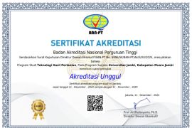 Prodi Teknologi Hasil Pertanian Unja raih akreditasi unggul