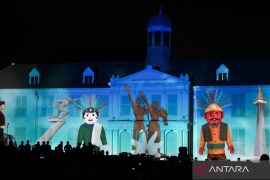 Begini pertunjukan video mapping pada Jakarta Light Festival di kawasan Kota Tua