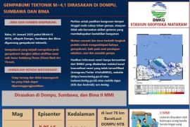 Gempa magnitudo 4,1 guncang wilayah Dompu pada awal 2025