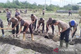 Polsek Jebus bersama kelompok tani garap lahan ketahanan pangan