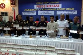 Bea Cukai Kendari tindak 1,4 juta batang rokok ilegal senilai Rp1,9 M