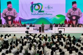 Prabowo sebut aura sejuk Nahdliyin tambah keberaniannya di Harlah NU