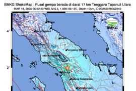 Gempa 5,5 M di Tapanuli Utara tewaskan satu orang dan timbun akses jalan