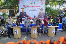 Polres Ponorogo musnahkan ratusan liter minuman keras dan handak