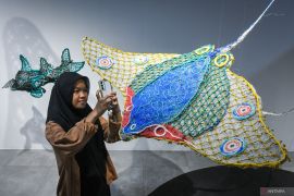 Exhibition of fishing net waste installations in Jakarta