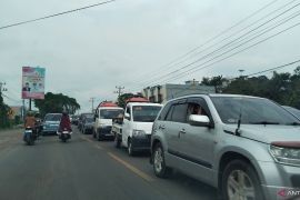 Arus lalu lintas Banyuasin Palembang mulai ramai H+2 Lebaran
