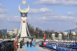 Kedatangan Prabowo di Istana Turki disambut flypast dan salvo meriam