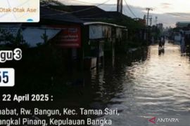 Pangkalpinang kembali banjir akibat hujan dan pasang laut