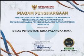 Disdik Palangka Raya raih predikat zona hijau dari Ombudsman RI