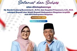 KPU Magetan tetapkan Nanik-Suyatni sebagai bupati-wabup terpilih
