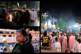 Ribuan peziarah khidmat jalani Malam Semana Santa di tengah hujan