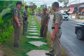 Satpol PP Gianyar bongkar taman di trotoar, pemilik berterima kasih ke pemerintah