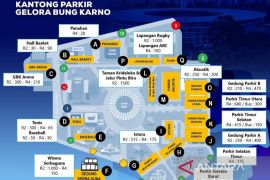 Polisi menyiapkan parkir untuk kendaraan pribadi di GBK