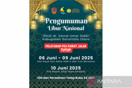 RSUD Zainal Umar Sidiki umumkan libur pelayanan libur Idul Adha