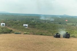 Kopasgat TNI AU menggelar simulasi penghancuran kendaraan tempur musuh di Beltim