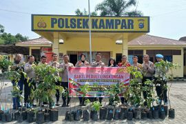 Polsek Kampar tanam 50 bibit pohon unggul