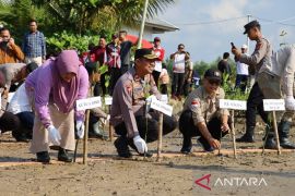Polres Bangka Tengah tanam mangrove di kawasan pesisir Kurau