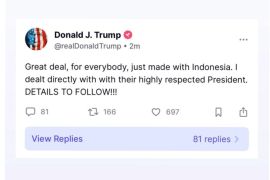 Trump umumkan kesepakatan besar dengan Presiden Prabowo