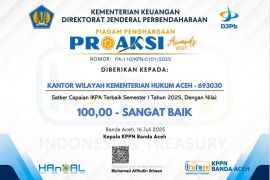 Kemenkum Aceh raih penghargaan IKPA terbaik Semester I 2025 dari DJPb