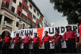 Demonstrasi terjadi di pusat Kota Kuala Lumpur Malaysia Sabtu