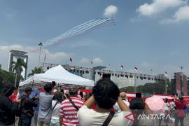 Masyarakat bersorak saksikan atraksi pesawat tempur di Monas