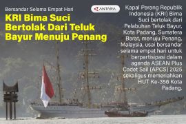Bersandar selama empat hari KRI Bima Suci bertolak dari Teluk Bayur menuju Penang