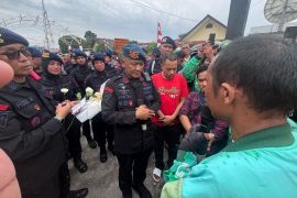 Dansat Brimob Sumut pastikan aspirasi para ojol  diteruskan ke Polri