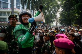 Aksi tuntut pengusutan penabrakan pengemudi ojek online