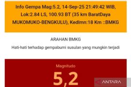 Warga Mukomuko berhamburan keluar rumah akibat gempa magnitudo 5,2