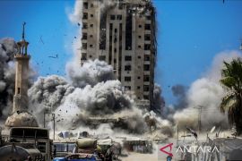 Israel hancurkan lagi menara hunian warga Palestina di Kota Gaza