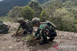 Satgas Yonif 521/DY dorong kelestarian alam tanam pohon di Mamteng