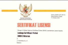 LSP P1 SMKN 3 Mataram raih relisensi dan tambahan ruang lingkup dari BNSP