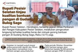 Bupati Pesisir Selatan tinjau kualitas bantuan pangan di Gudang Bulog Sago