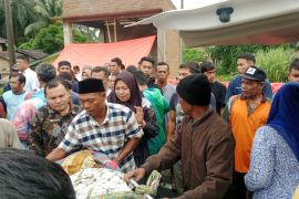 Satu jenazah kembali digotong lewati banjir Sungai Batang Pasaman, Sumbar