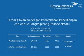 Garuda tambah penerbangan dari dan ke Pangkalpinang