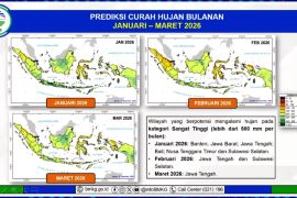 BMKG prediksi hujan sangat tinggi terjadi di enam wilayah pada Januari