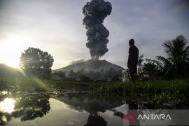 Gunung Ibu lontarkan abu vulkanik hingga 800 meter