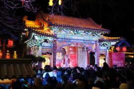 Pertunjukan cahaya tahun baru meriahkan Kota Kuno Yangliuqing, Tianjin