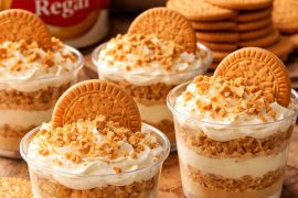 Resep membuat dessert cup biskuit marie regal lumer, praktis dan lezat