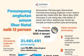 Penumpang angkutan umum libur Natal naik 12 persen