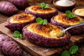 Resep membuat ubi creme brulee, dessert manis yang lembut dan renyah